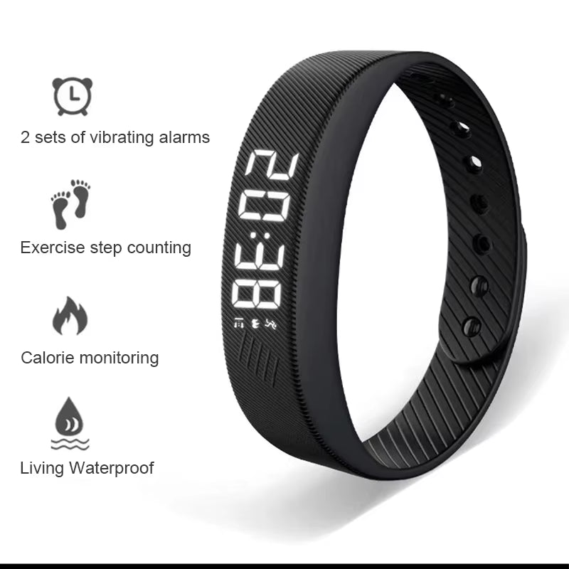 Smart Bracelet LED Digital Vibration Alarm Wrist Waterproof Smart Clock Smartband with Running Pedometer Monitor Smart Band