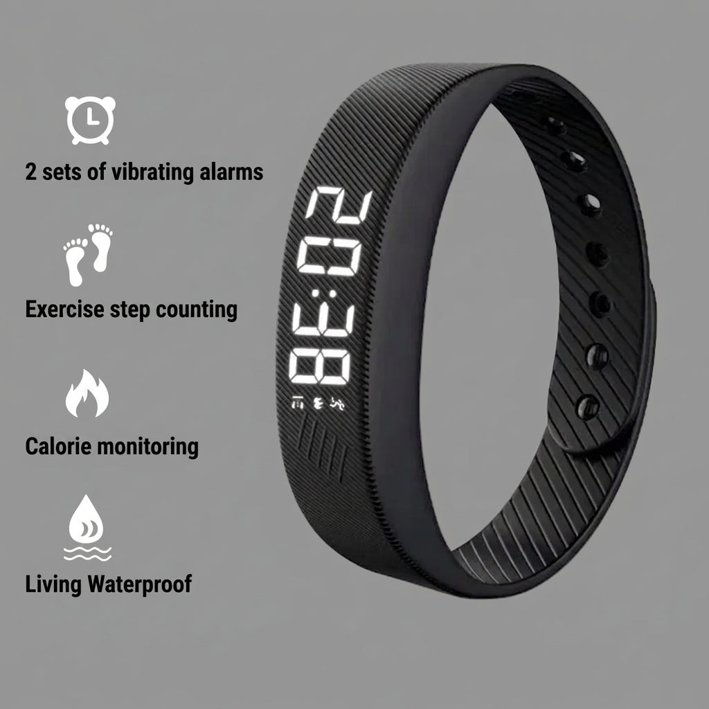 Smart Bracelet LED Digital Vibration Alarm Wrist Waterproof Smart Clock Smartband with Running Pedometer Monitor Smart Band