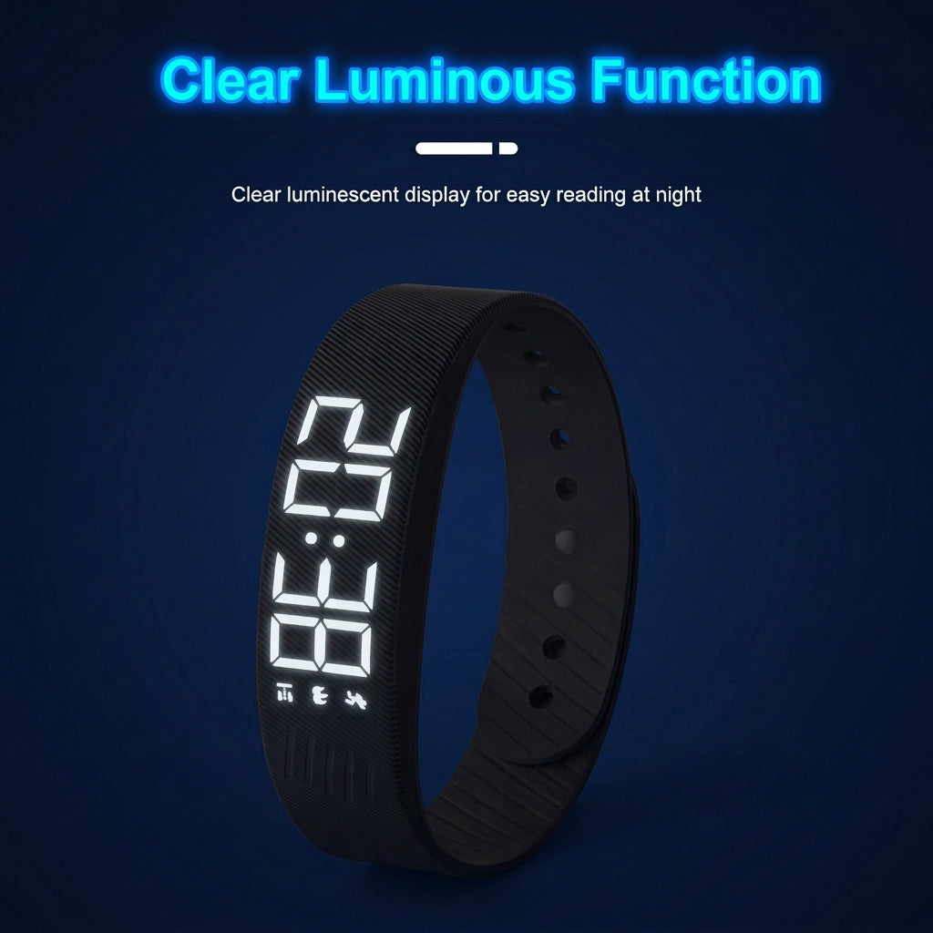 Smart Bracelet LED Digital Vibration Alarm Wrist Waterproof Smart Clock Smartband with Running Pedometer Monitor Smart Band