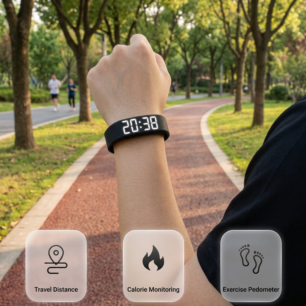 Smart Bracelet LED Digital Vibration Alarm Wrist Waterproof Smart Clock Smartband with Running Pedometer Monitor Smart Band