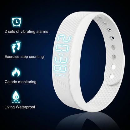 Smart Bracelet LED Digital Vibration Alarm Wrist Waterproof Smart Clock Smartband with Running Pedometer Monitor Smart Band